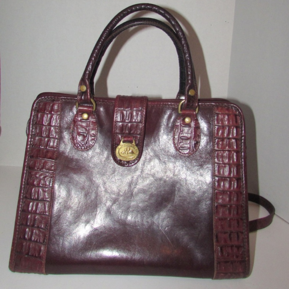 Vintage BRAHMIN Tote Crossbody Leather Handbag